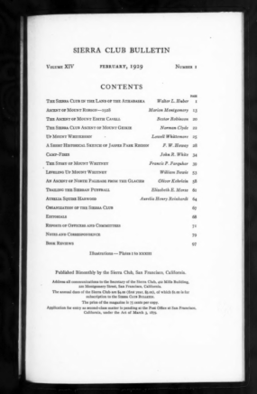 Sierra Club Bulletin 1929 Vol 14 No 1 February thumbnail